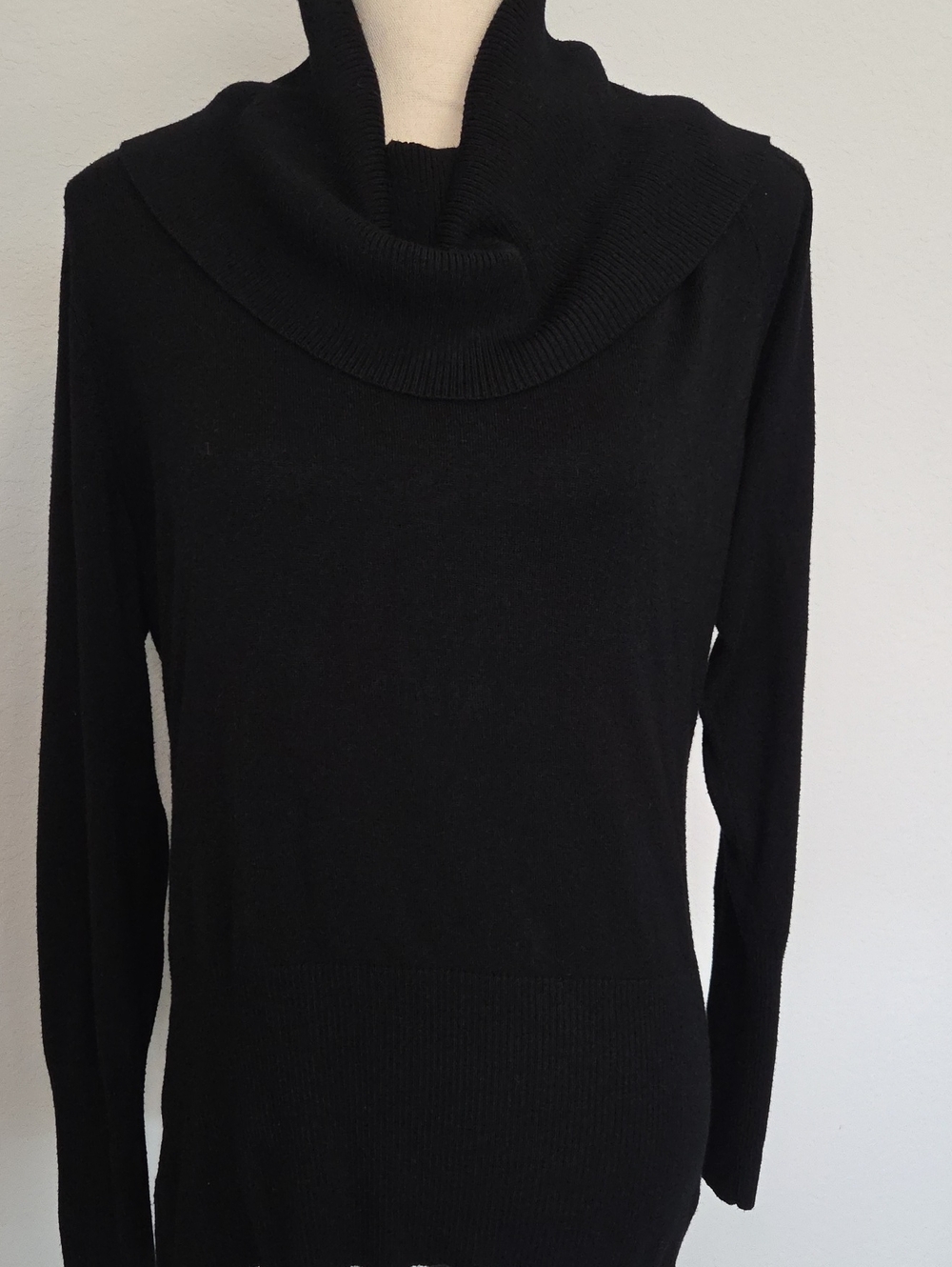Women’s Jana Black Cowl Neck Lightweight Sweater - Classic Relaxed Fit Black M
